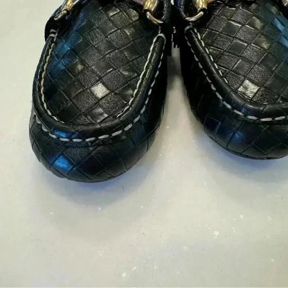 Not Bad Boys Black Woven Loafers W/Mickey Buckle Size EU 31 US 13